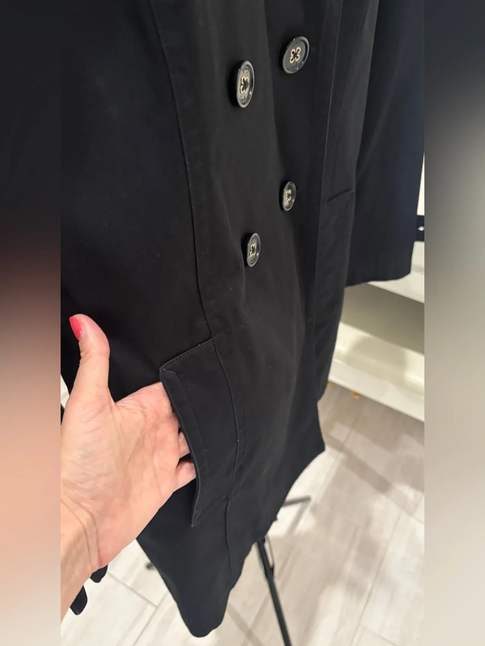 Coach black double-breasted trench coat